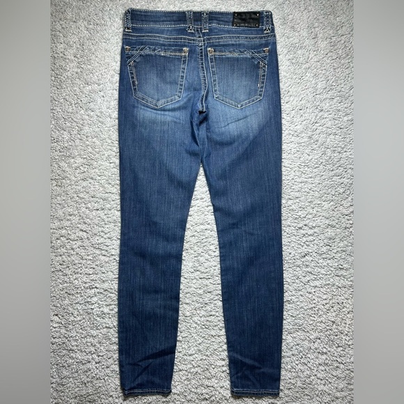 Buckle Black Jeans Womens 27 Fit 53 Skinny Dark Wash Big Stitch Denim Stretch - Picture 4 of 4